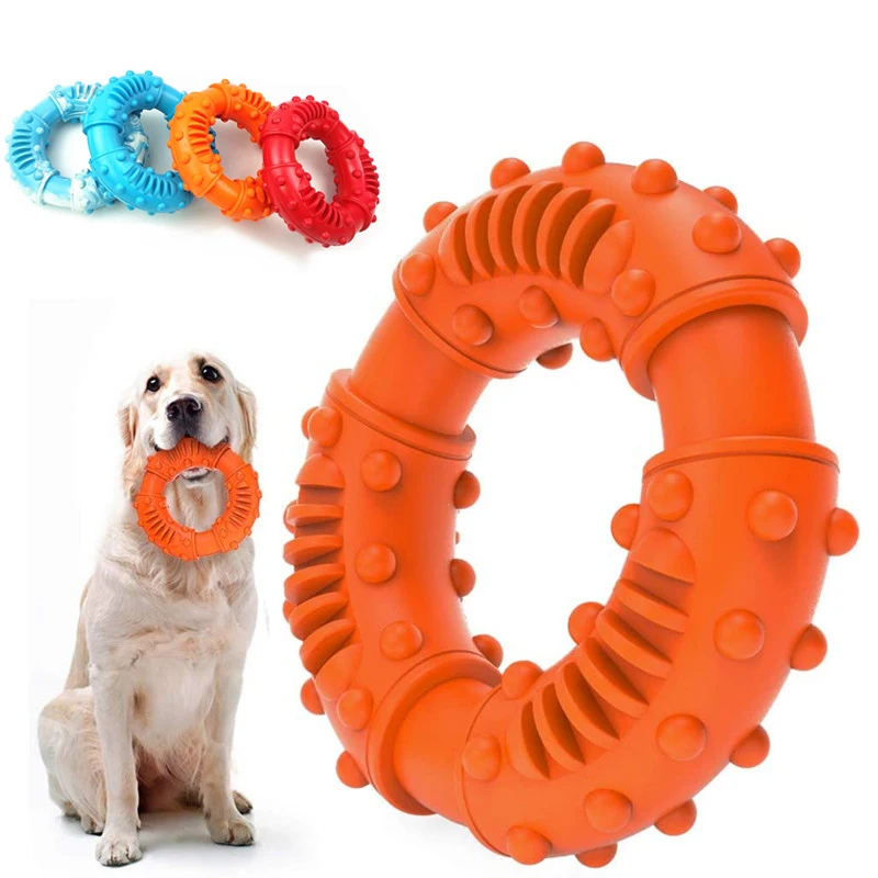 

Rubber Dog Chew Toys Pet Teeth Cleaning Thorn Circle Ring Resistant Bite Floating Toy Outdoor Interactive Game Playing Products