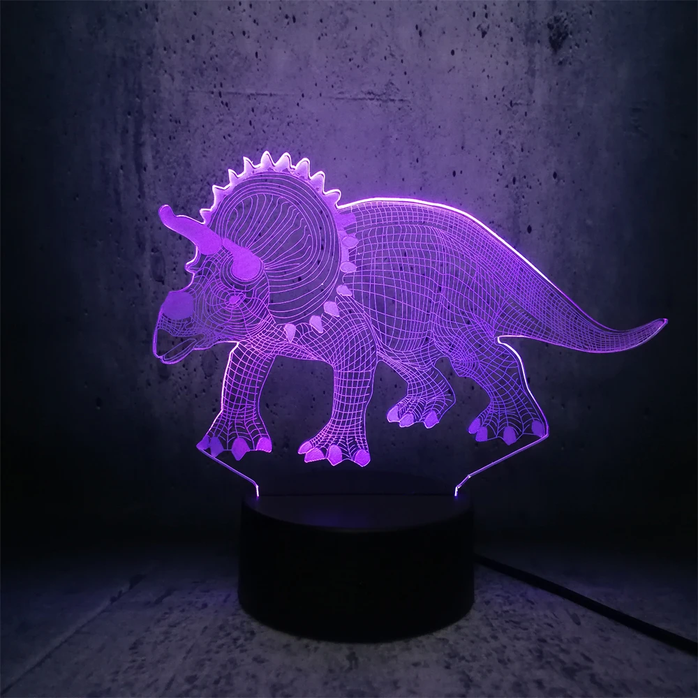 Трехмерная светодиодсветодиодный лампа Triceratops для фанатов динозавров фигурки из