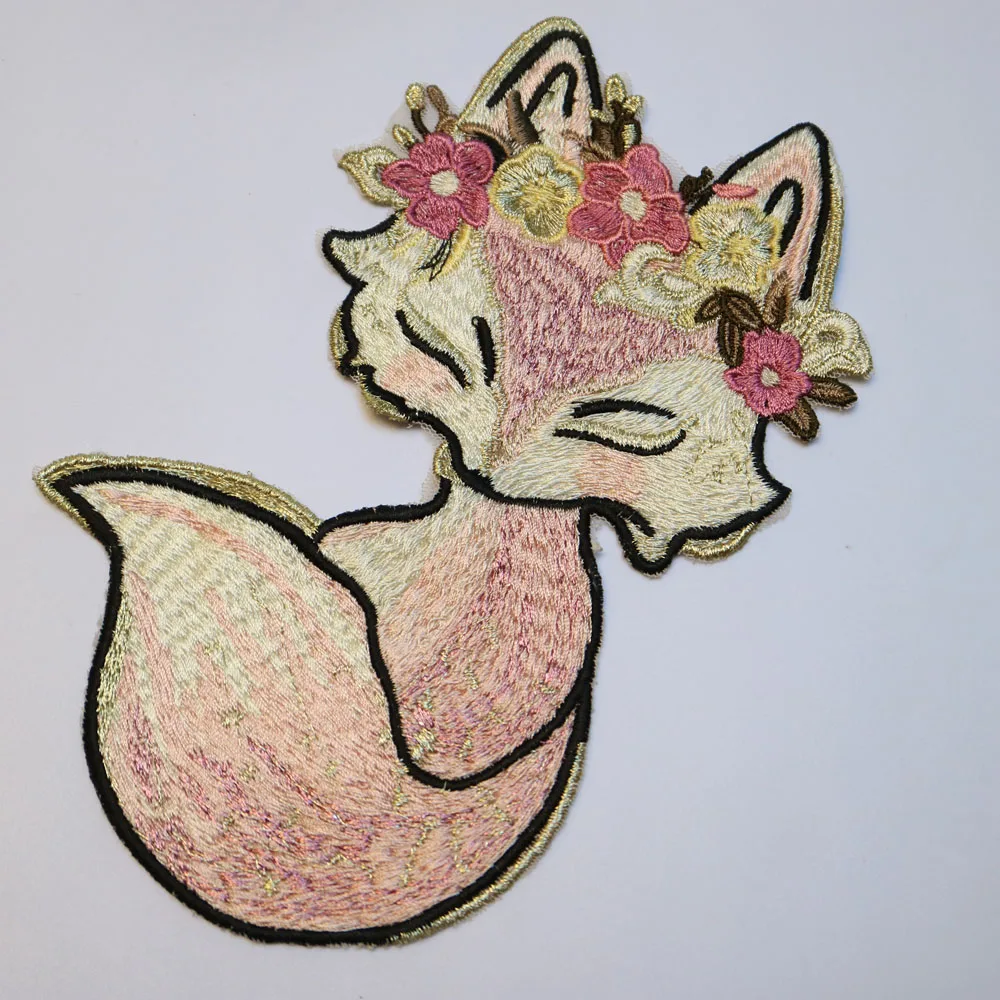 Модные нашивки с вышивкой в виде животных для одежды сделай сам вышитая лисой