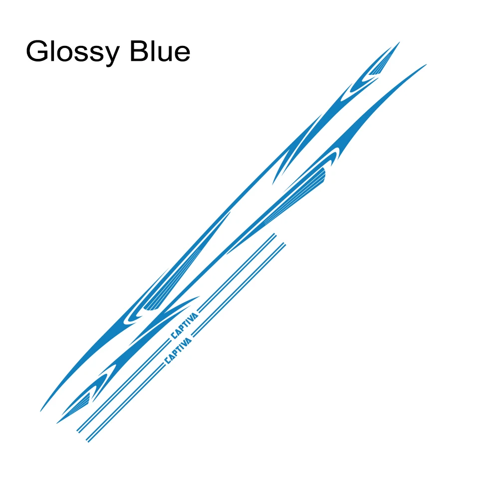 Glossy Blue 2 шт. для Chevrolet Captiva Автомобильная длинная Боковая дверь стикер DIY виниловая пленка авто Спорт Стайлинг наклейки автомобильные принадлежности для тюнинга - Название цвета: Glossy Blue