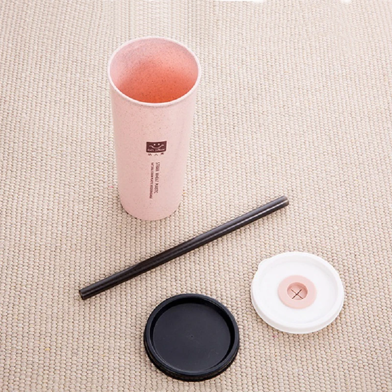 Простая чашка из пшеничной соломы с крышкой 1 шт. Студенческая портативная