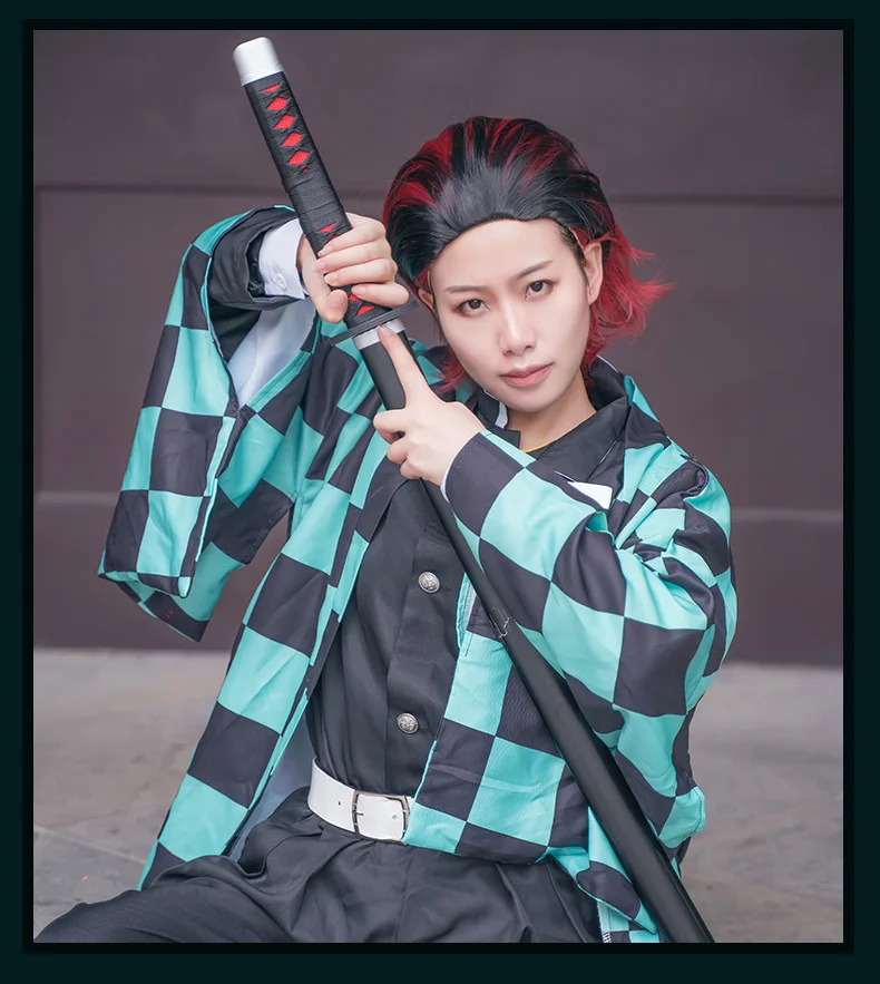 Аниме Demon Slayer Косплей Kimetsu no Yaiba Tanjiro Kamado Униформа костюм для косплея мужской кимоно для наряд для хэллоуинской вечеринки CS001