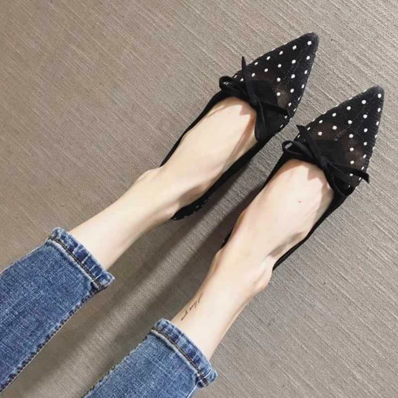 Весна 2021 Новая Летняя женская обувь на плоской подошве Балетки с заостренным