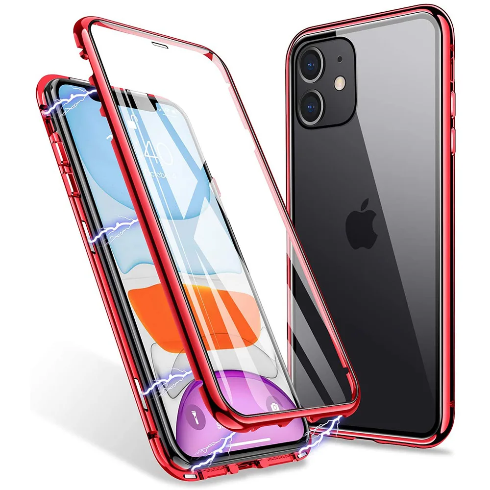 Закаленное стекло полное покрытие магнит телефон Прозрачный чехол для iPhone 11 Pro Max