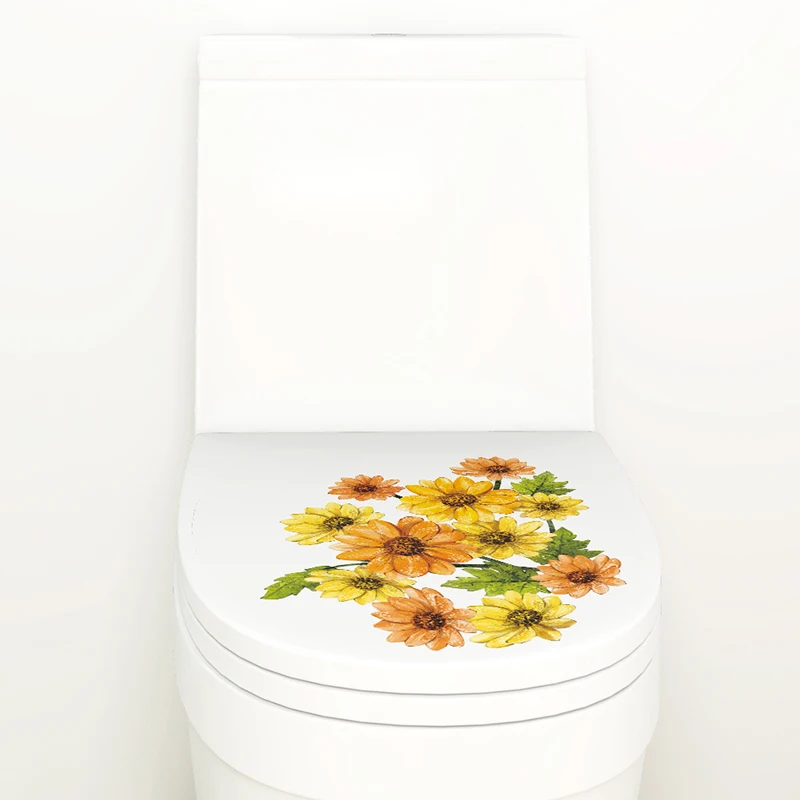 Хризантема наклейки на стену для туалета украшения ванной комнаты аксессуары