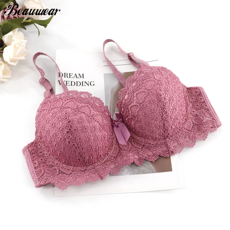 Beauwear мягкий пуш ап женский бюстгальтер нейлон спандекс кружева Emboridery плюс размер