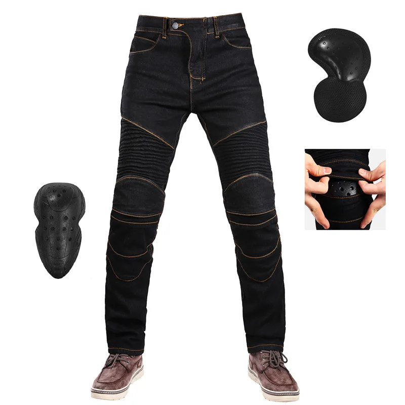 

Eu and USA popular 4 season motorcycle leisure Scooter pants off-road outdoor riding jeans with protective equipment knee pads