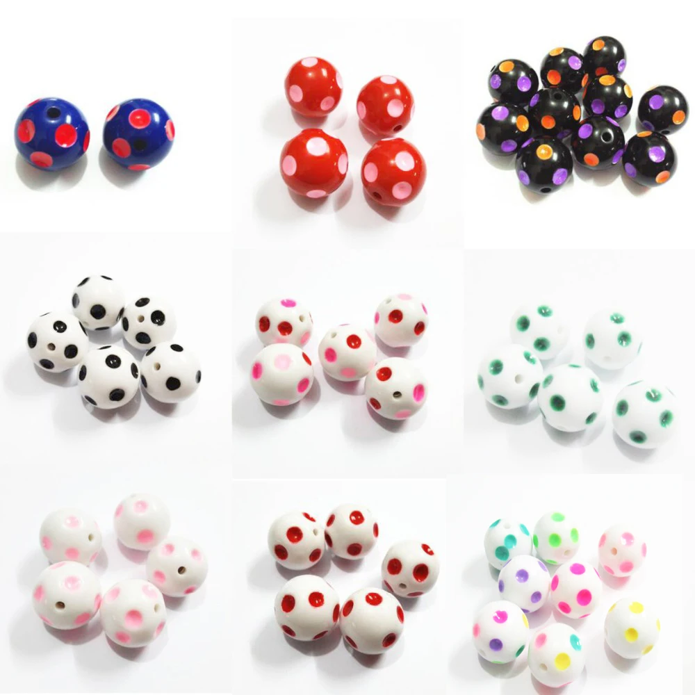 

Wholesale ! 20mm-100pcs/bag Colorful Enamel Polka Dot Beads For Fashion Chunky Kids Necklace