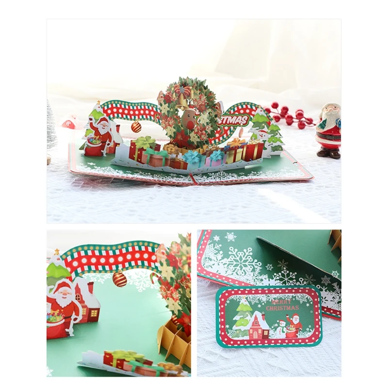 

3D Greeting Christmas Cards Copper Plate Paper with Envelope for Merry Christmas Greeting Cards Add Any Own Message
