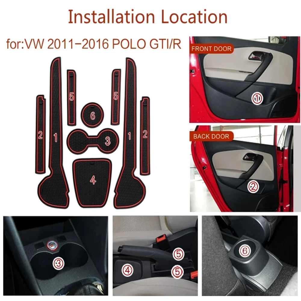 

10pieces/set Gate Slot Pad for Volkswagen Polo Polo GTI 2011-2016 Dust Mats Water Coaster Non-slip Mat