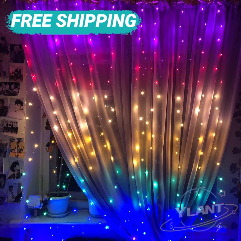 

СВЕТОДИОДНАЯ Гирлянда YLANT, 1,5x2 м, осветительная LED-лента, Сказочная гирлянда в виде сосулек, декоративное освещение для рождественской вечер...