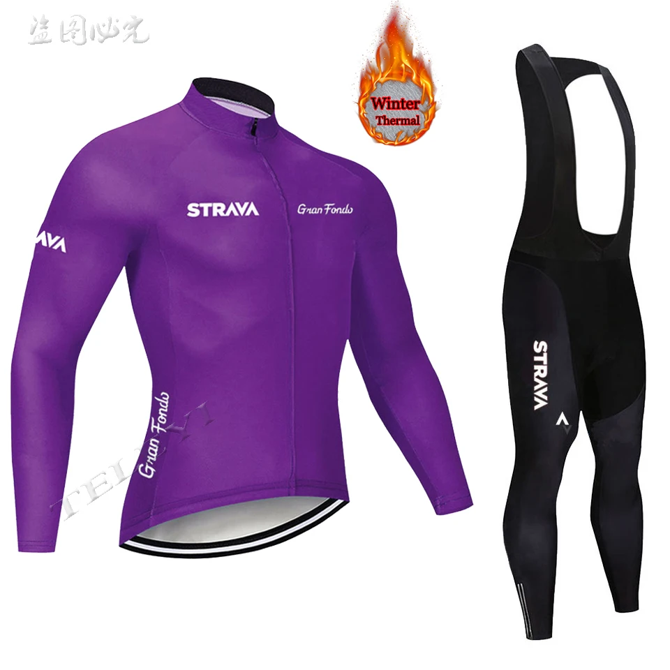 Зимняя термо флисовая велосипедная Джерси STRAVA Спортивная одежда для верховой езды mtb велосипед зимняя велосипедная одежда мужская Профессиональная командная майка - Цвет: 5