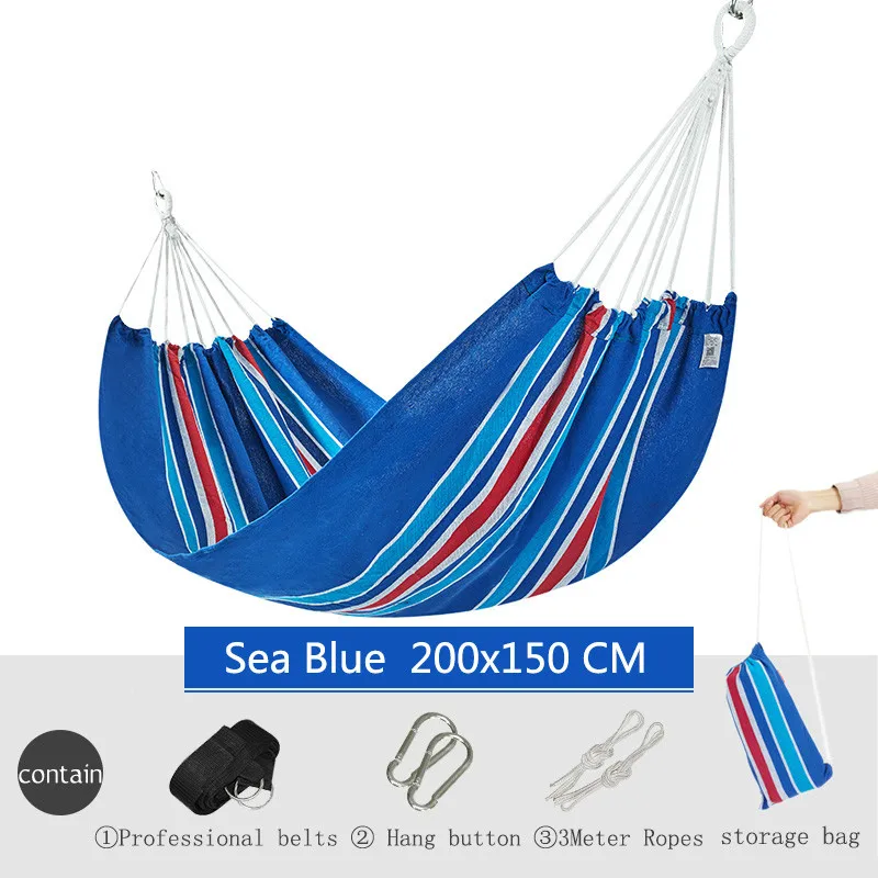 Повседневные холщовые гамаки на 2 человек подвесная койка в полоску для кемпинга