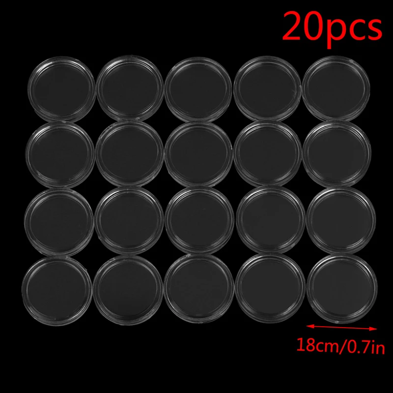 20pcs/lot Transparent Plastic Coin Holder Collecting Box Case For Coins Storage Capsules Protection Boxes Container 18mm | Дом и сад