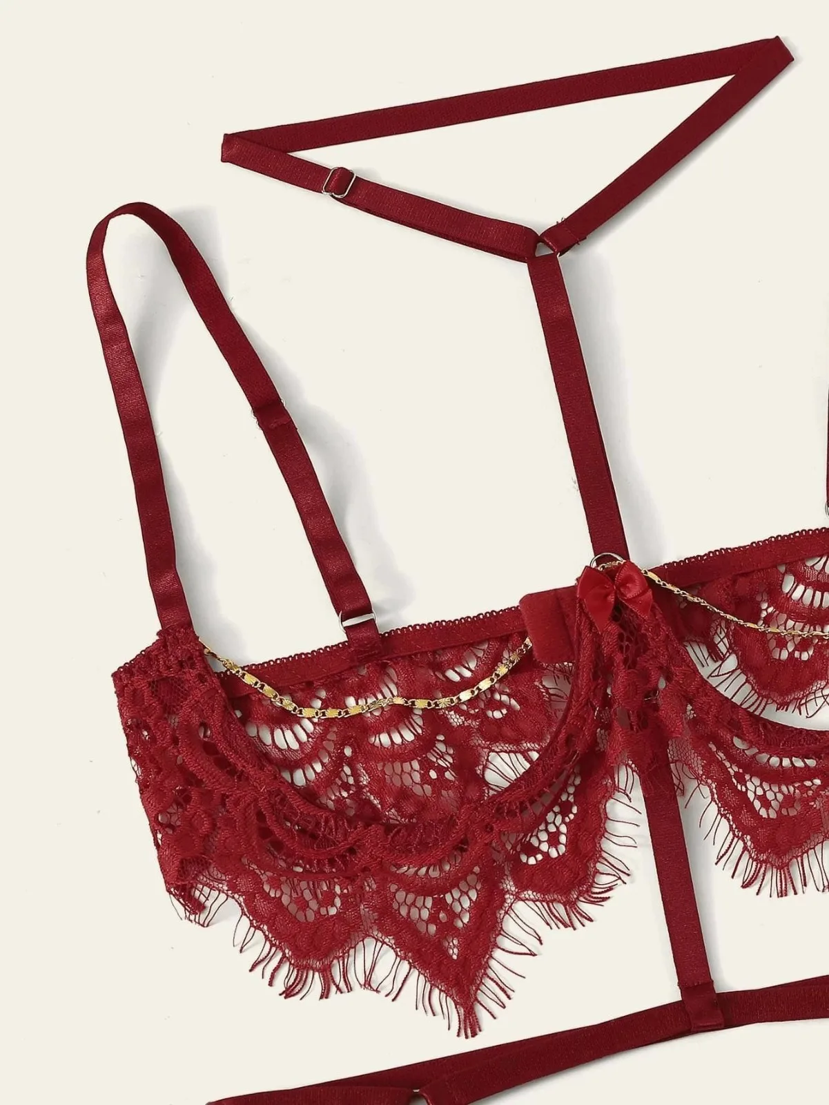 Комплект женского кружевного нижнего белья с вышивкой 3 шт. | Женская одежда