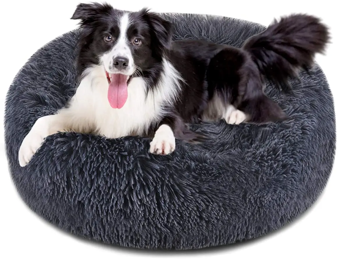 

Round Pet Dog Bed Donut House Soft Long Plush Pets Cat Bed Dogs Basket Self Warming Indoor Sleeping Beds Plush Pet Mat Sofa