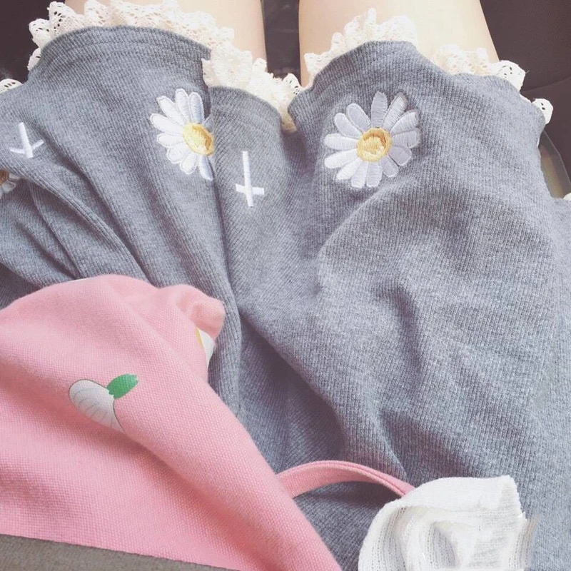 Женское платье с вышивкой Daisy хлопковое милое кружевное в стиле Харадзюку модное