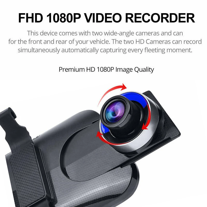 10 Inch HD 1080P Car DVR Dual Lens Camera Rearview Mirror Dash Cam Auto Recorder Rear View Camera