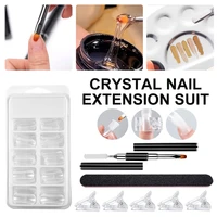 dual ended nail brush acrylic uv gel extension nail kits tool with nail tips file manicure tool for extension manicures tool