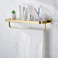bathroom shelf 304 stainless steel glass bath shower shelf brushed gold bath shampoo toothbrush cup holder wall mounted