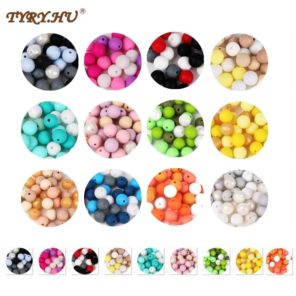 Силиконовые бусины TYRY.HU круглые для прорезывания зубов 100 шт. 12 мм|Детские