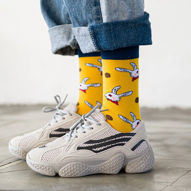 

Creative High Quality Fashion Harajuku Kawaii Happy Women Socks milk Food painting Strawberry Animal Print Funny Socks Cute Sock