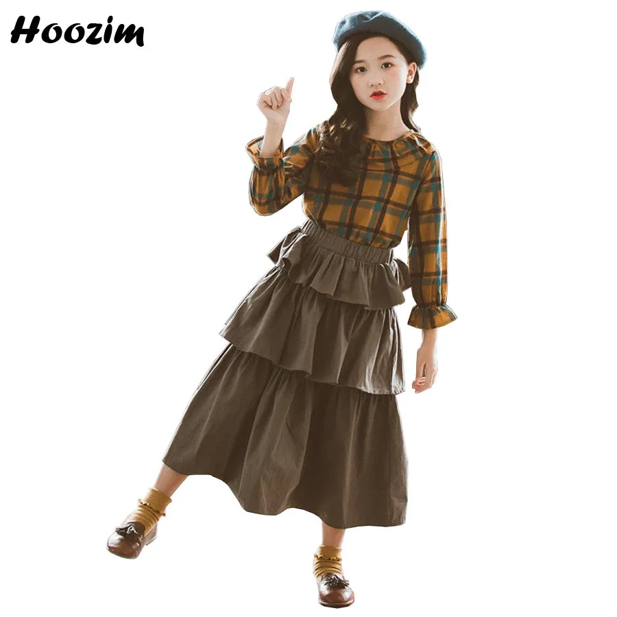 В консервативном стиле Костюм для девочек От 4 до 12 лет в мелкую клетку топ с