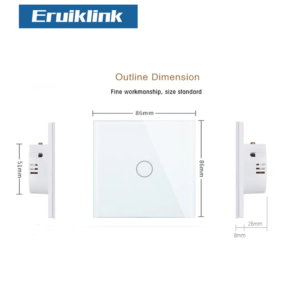 Настенный светильник Eruiklink EU/UK сенсорный с белой стеклянной панелью для умного
