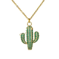 2021 new cactus pendant necklaces fashion multicolor cz zircon choker necklace birthday gifts wholesale