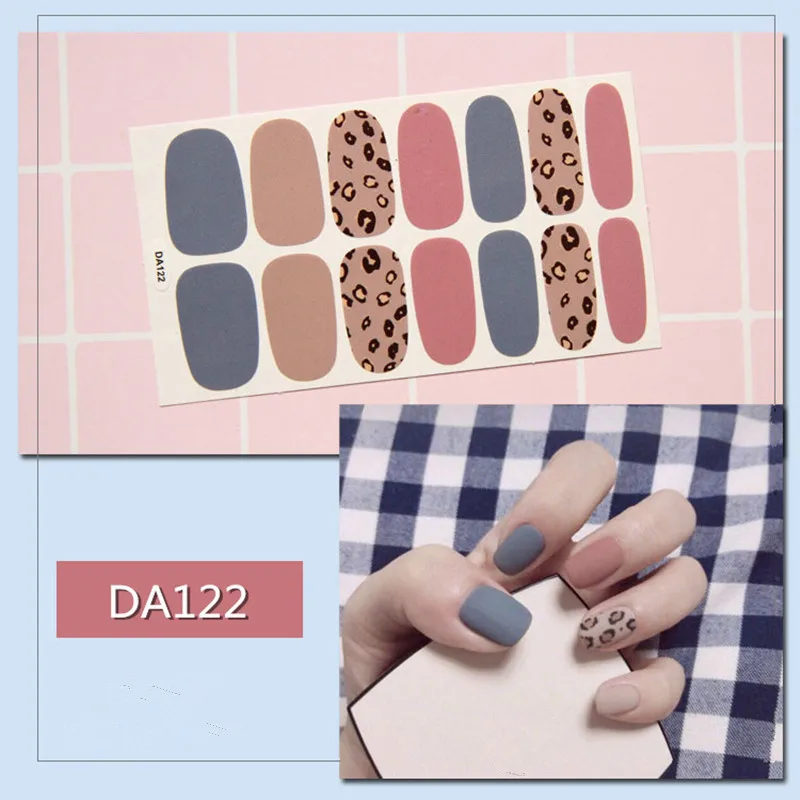 Предварительно спроектированные 3D наклейки для дизайна ногтей, самоклеющиеся накладки для ногтей, смешанные цвета, накладки для ногтей, одноцветные накладные ногти, простые, сделай сам, на заказ - Цвет: DA122