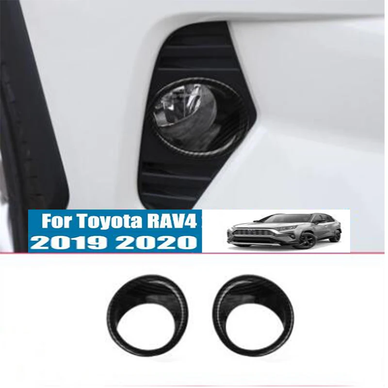 

DNHFC Front fog lamp decoration carbon fiber style bright ring protective frame sticker For Toyota RAV4 RAV 4 XA50 2019 2020