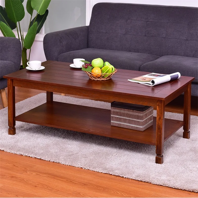 Простой современный прямоугольный деревянный коктейльный журнальный столик с