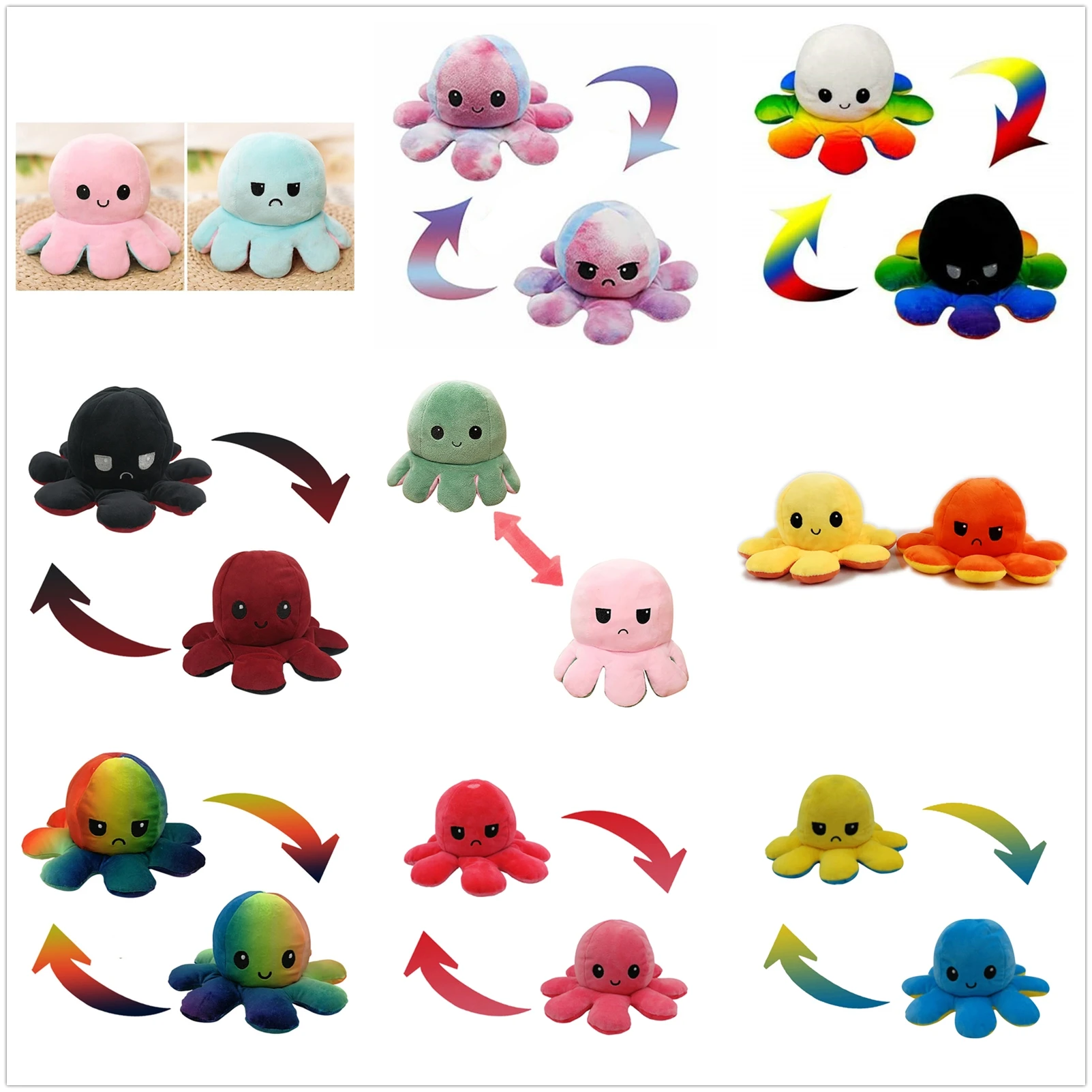 

Doll Stuffed Emotional New Flip Plush supplies Home Stuffed Flip supplies Double-sided Home Toy Kids pulpo Octopus Crossing