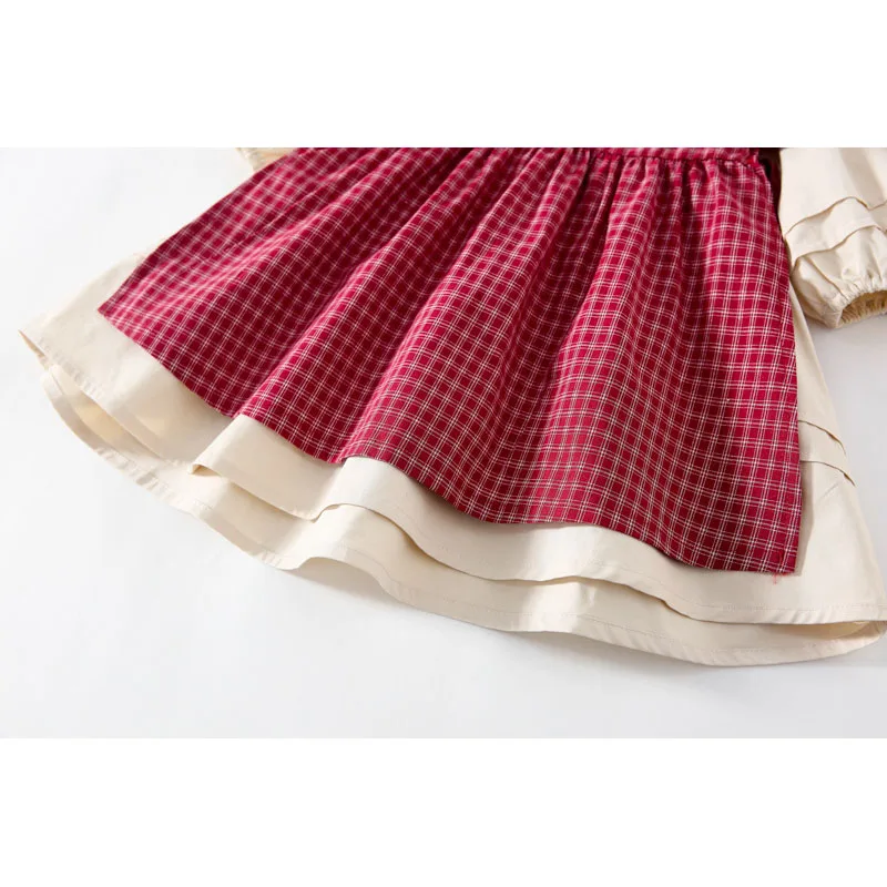 

2021 Spring New Girl Suit Cute And Sweet Plaid Flying Sleeve Blouse Embroidered Collar Shirt Two Piece