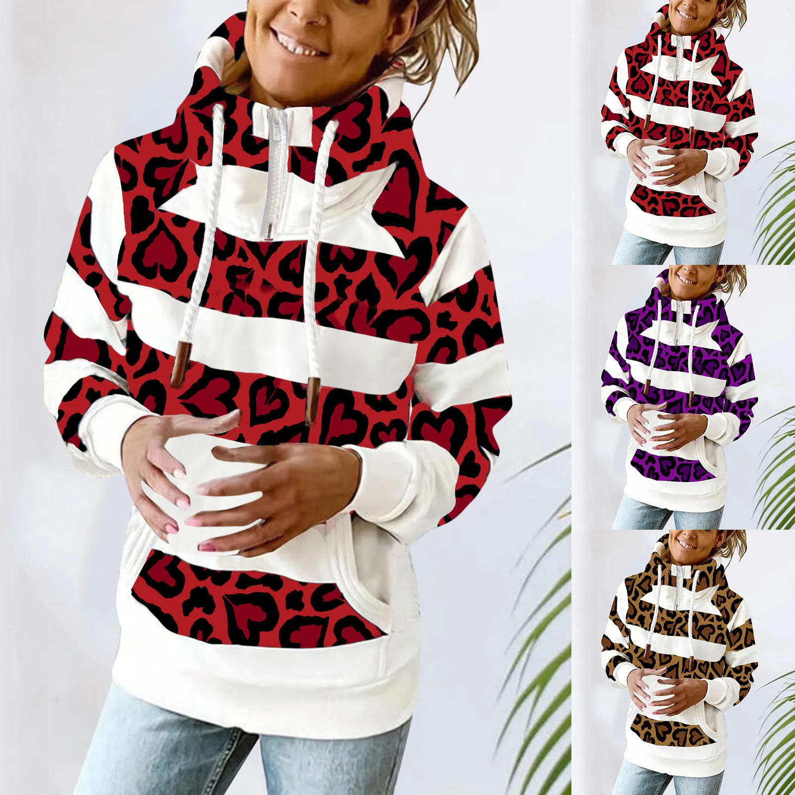 

Свитер Женский свободного покроя, Толстый Пуловер в стиле пэчворк с капюшоном, толстая водолазка, теплый свитшот с карманами, на осень-зиму