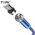 Магнитный кабель TOPK AM28 с поворотом на 360 градусов, usb-кабель для iPhone 11 Pro Max Xs Max 8 7 6 Plus 5 5S iPad, кабель для быстрой зарядки