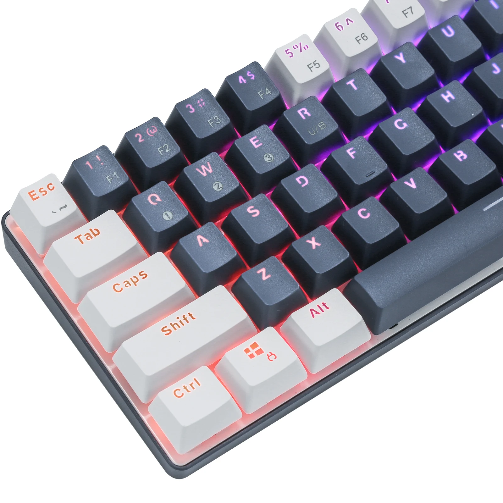 hou ji cq63 wiredwireless bluetooth mechanical keyboards 63 keys rgb led backlit gaming keyboard for win ios android laptop pc free global shipping