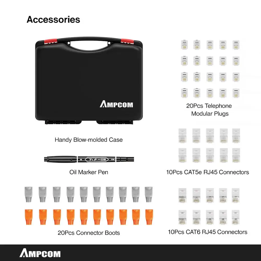 network tool kit ampcom 12 in 1 professional portable ethernet computer maintenance lan cable tester crimper cutter repair set free global shipping