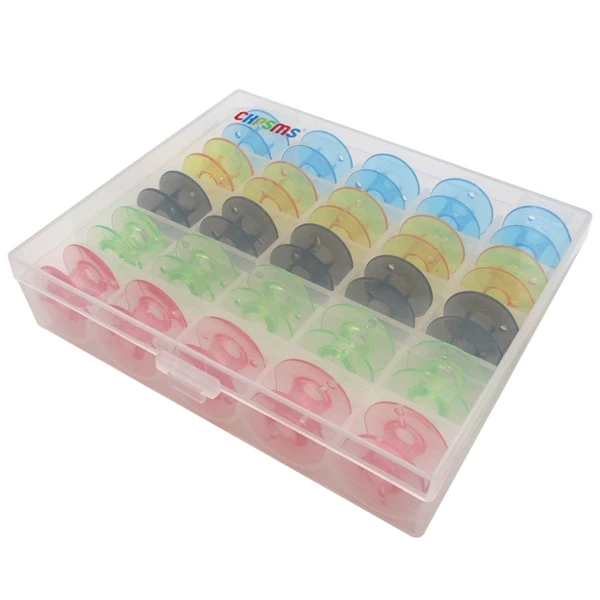 25PCS color with BOX 2518P SA156 X52800150 пластиковые катушки подходят для BROTHER VIKING SINGER CLASS 15 - Цвет: 25PCS color with BOX