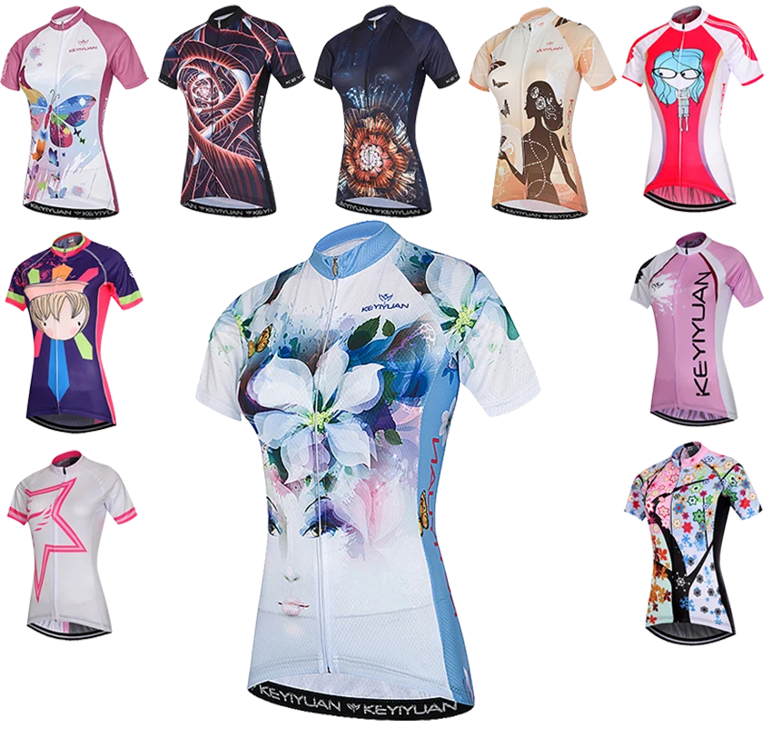 

KEYIYUAN Cycling Jersey Women Bike Shirts Summer Short Sleeve Road MTB Biking Bicycle Clothing Tops Roupa Ciclismo Feminina