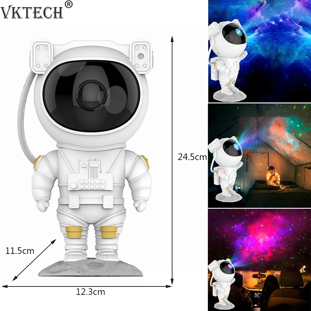 

Astronaut Projector Lamp Projection LED Night Light Cartoon Spaceman Table Lamp Starry Nursery Colorful Change Home Decor Gift