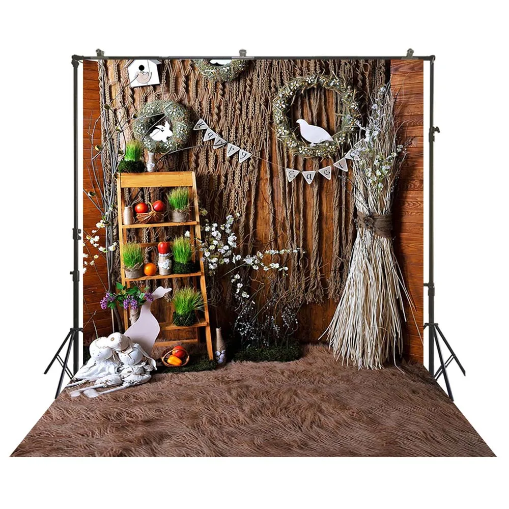 Пасхальные фоны для фотосъемки весенние цветы кролик яйца ведро вечерние