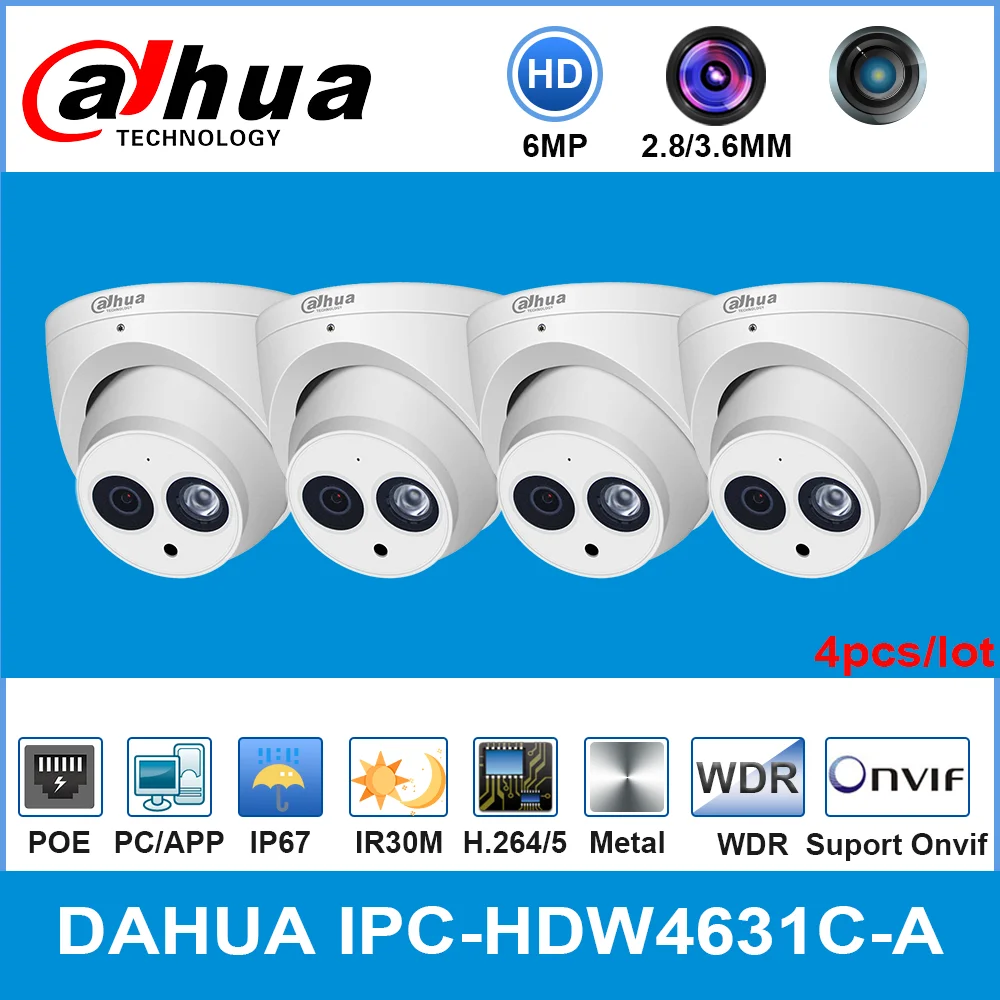 Сетевой видеорегистратор Dahua оптовая продажа IPC HDW4631C A 6MP HD POE Сетевая купольная IP