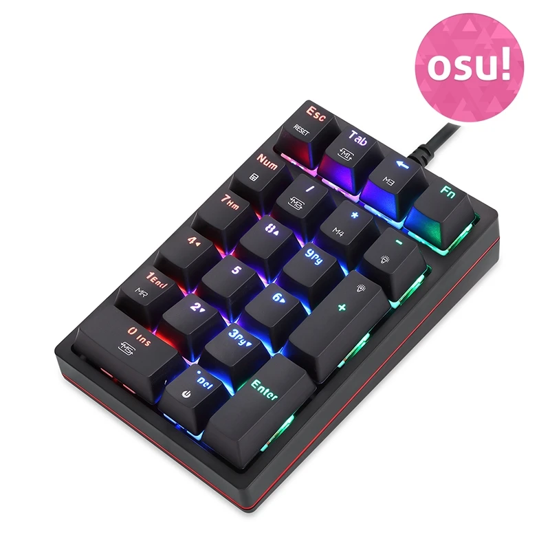 

K24 Mechanical Numeric Keypad 21 Keys USB Wired Mini Numpad RGB Backlight Keyboard Accounting Laptop Notebook Tablets