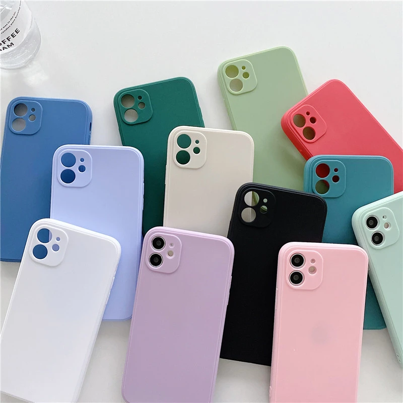 Простой матовый квадратный силиконовый чехол для iPhone 13 12 Pro Max Mini 11 X Xr Xs 8 7 Plus SE 2020 6