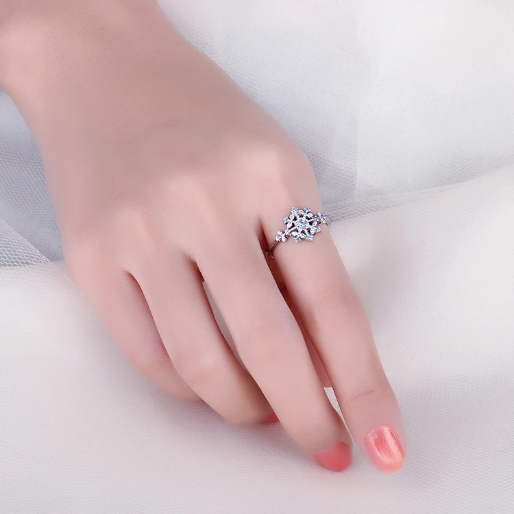 JewelryPalace зима любовь создан светло голубой шпинель фианит Снежинка обещание кольцо 925 пробы серебро Горячие Мода ювелирные изделия