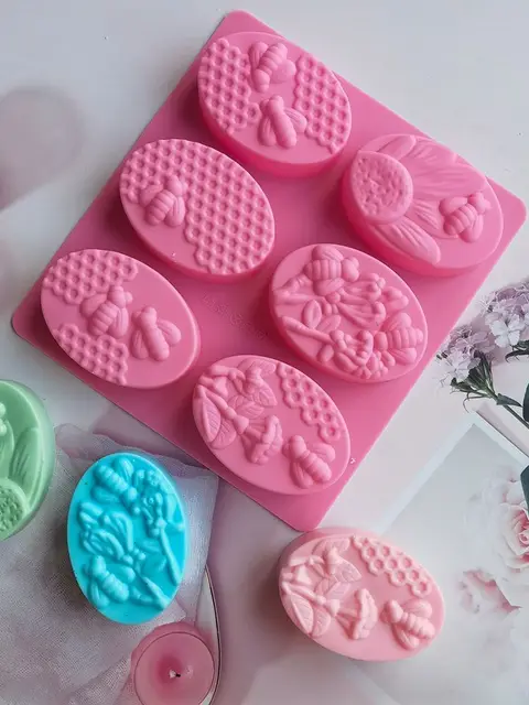 4 Cavity Oval Silicone Mold 3D Handmade Soap Forms Soap Silicon