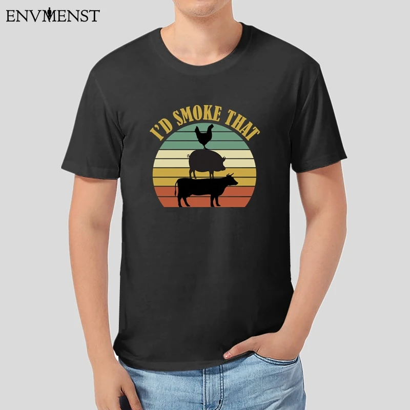 

100 cotton T Shirt For Men off white I'd Smoke That BBQ Weed Funny Tee Gifts Unisex Casual Men's T Shirt Cotton Tops xxxl