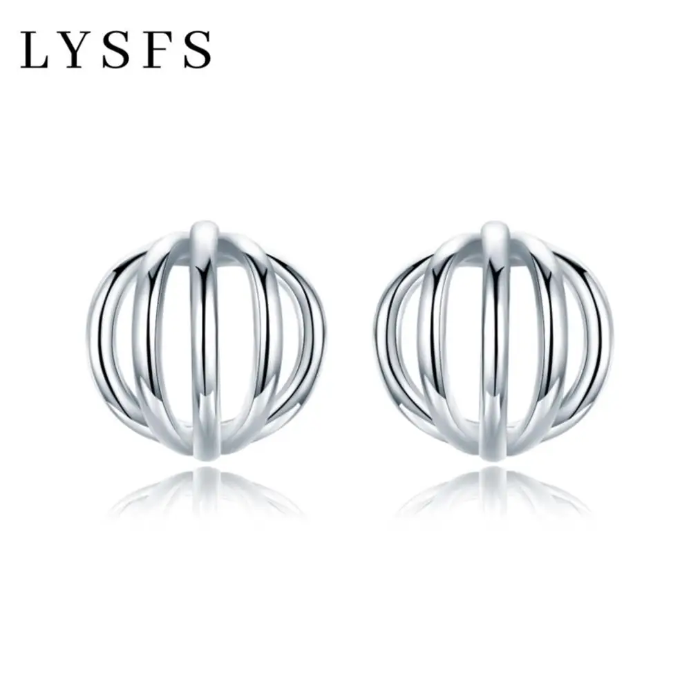 

LYSFS 925 Sterling Silver Stud Earrings for Women Geometric Pattern Fine Silver 925 Jewelry