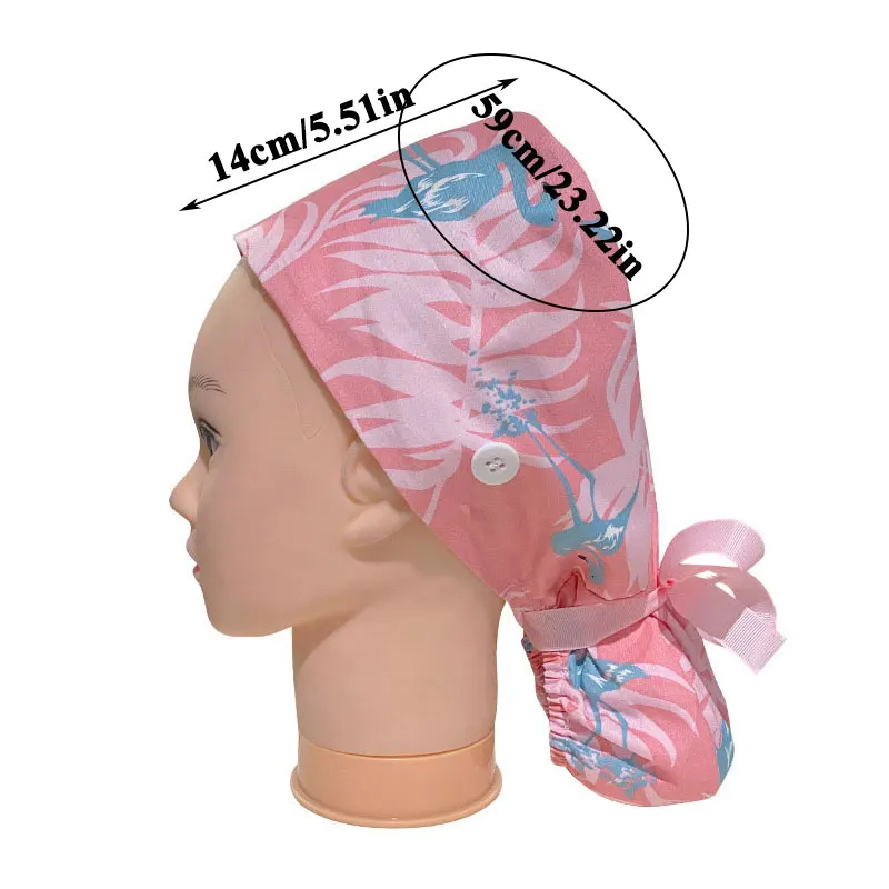 

Cotton Printed Butterfly Bow Buttons Hat Multi Color Bandanna Nurse Cap Operation Headgear Hat For Women Men Printed Baotou Cap